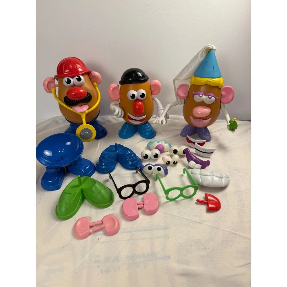 Vintage Playskool Mr Potato Head Lot 3 Bodies Accessories Fireman Princess Toy 1